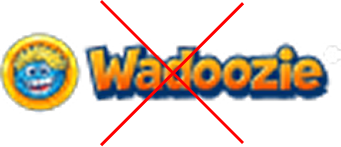 Incorrect example: Wadoozie logo stretched horizontally, crossed out.