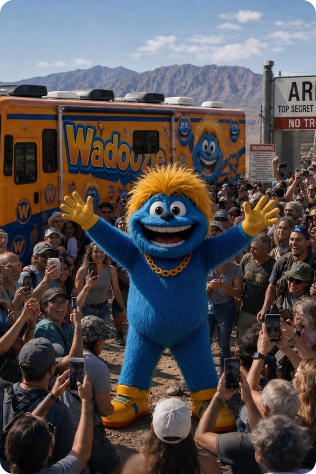 Wadoozie bus rolling on the highway.