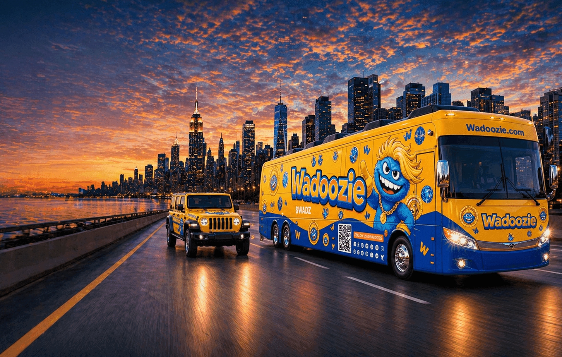 Wadoozie bus driving through the city